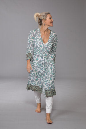 Sufiana Dress Hand Block Printed with Slip in Pure Cotton - Limited Edition A Few Pieces Left! Was £89 Now Only £45!