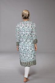 Sufiana Dress Hand Block Printed with Slip in Pure Cotton - Limited Edition A Few Pieces Left! Was £89 Now Only £45!