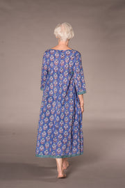 Jali Kaftan Hand Block Printed Pure Cotton - All Sizes Including 22 - 26  Was £120 - Now £99
