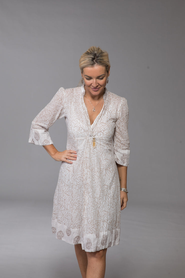 Sufiana Dress Hand Block Printed with Slip in Pure Cotton Size XS 8 O Nila Rubia
