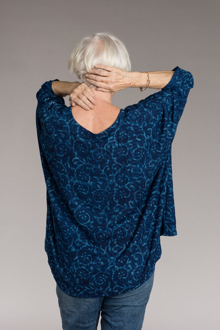 Sohar Top Hand Printed in Sustainable Moss Crepe Last 1 Left