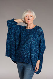 Sohar Top Hand Printed in Sustainable Moss Crepe Last 1 Left
