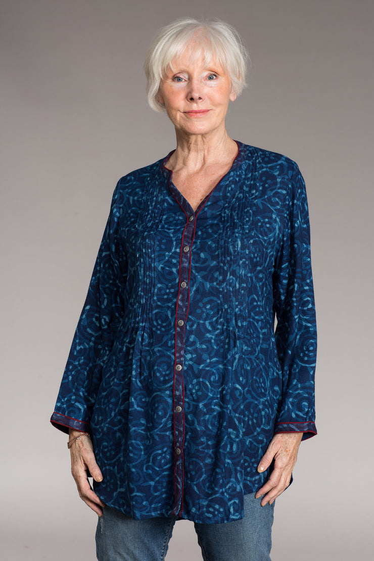 Shimla Tunic Hand Block Printed Sustainable Moss Crepe