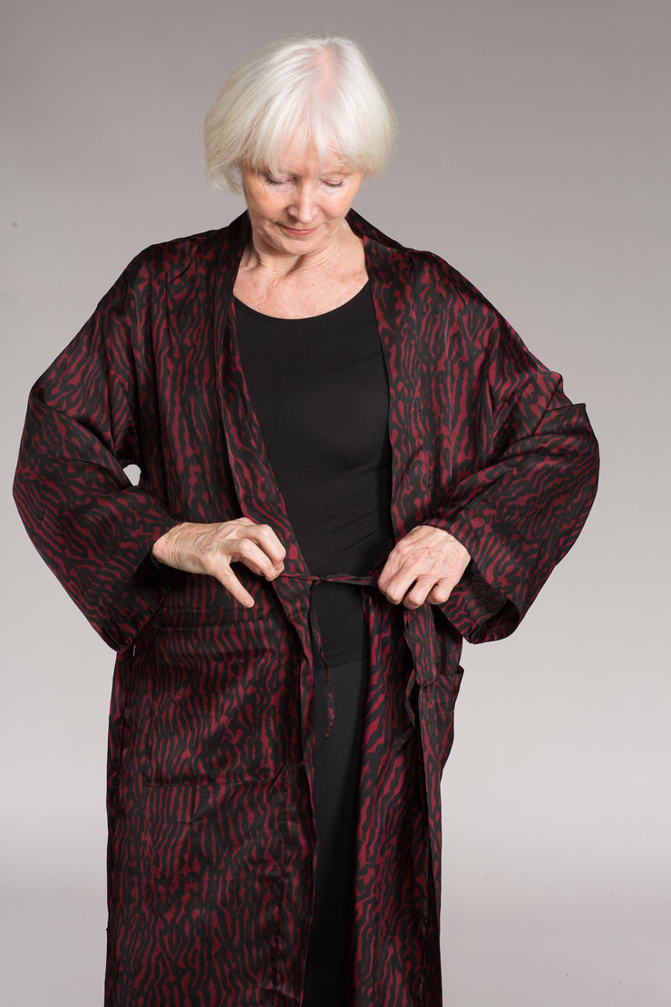 Dressing Gown Hand Block Printed in Bamboo Silk