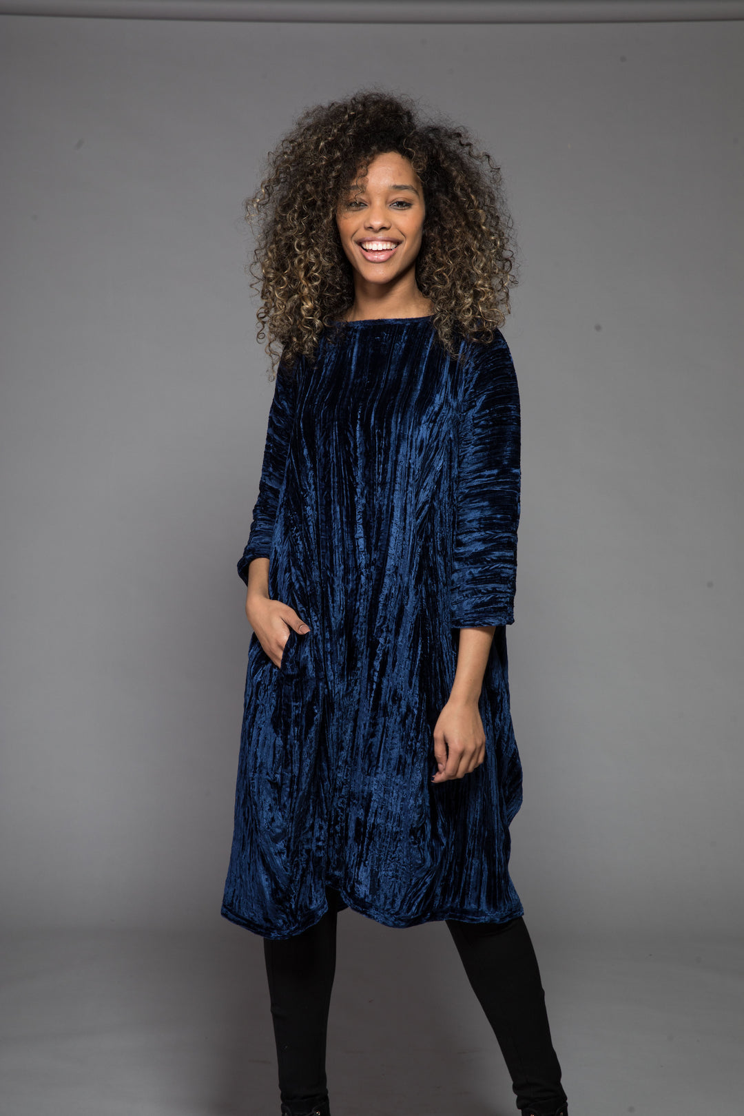 Farah Dress in Crushed Velvet French Blue Only Size S/M - 10-12 Left Nila Rubia Farah Dress in Crushed Velvet French Blue Only Size S/M - 10-12 Left Nila Rubia