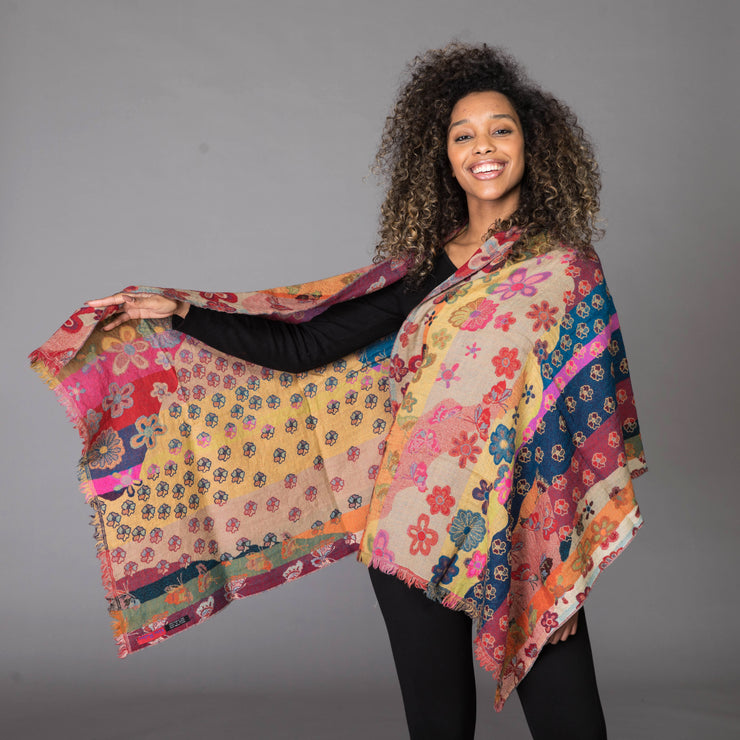 Merino Wool Shawl Butterfly Field