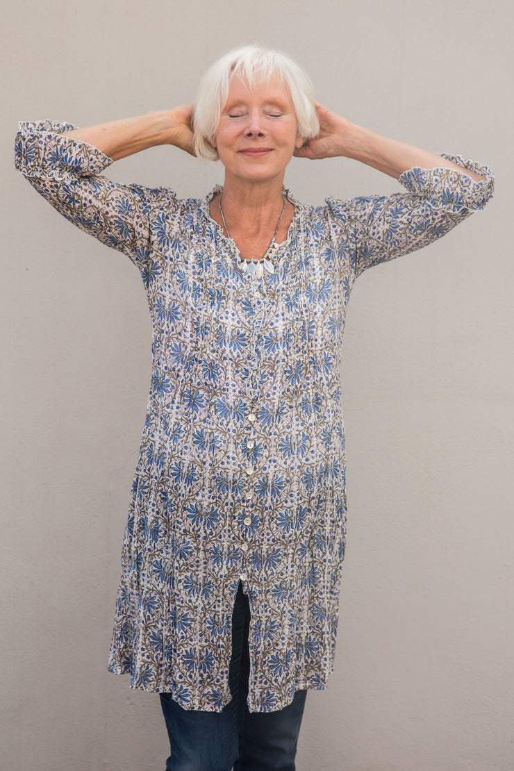 Mughal Tunic Hand block Printed In Pure Cotton! Only Size M=(10/12)