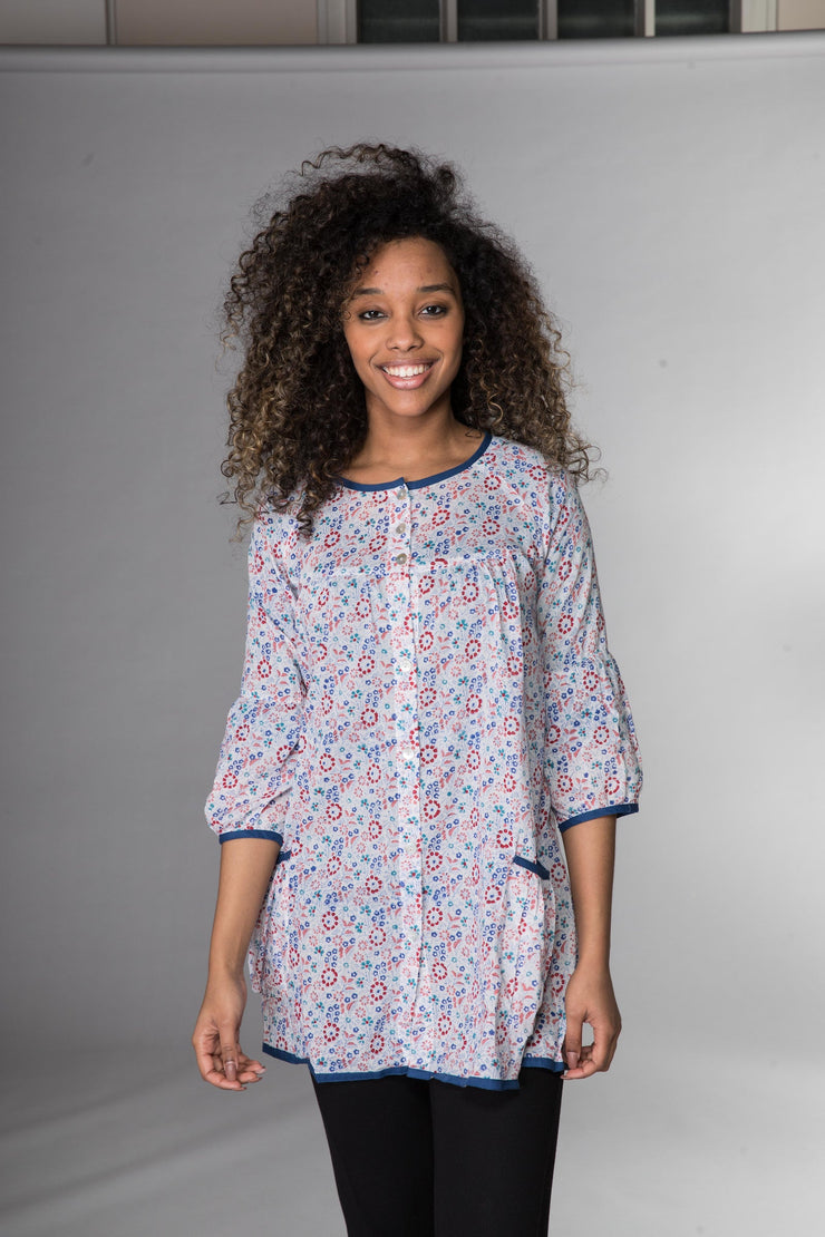 Millie Top Hand Block Printed in Pure Cotton Was £65 - Now £29 - Only Size M-12