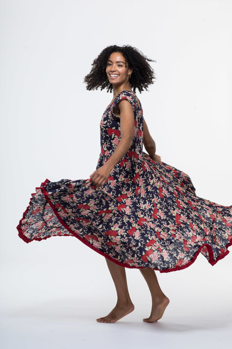 Amber Dress Hand Block Printed Pure Cotton Last One Size 18 to 22