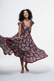 Amber Dress Hand Block Printed Pure Cotton Last One Size 18 to 22