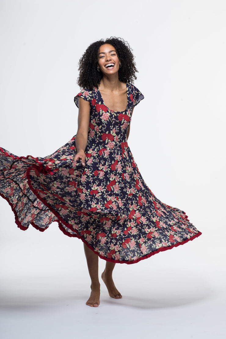 Amber Dress Hand Block Printed Pure Cotton Last One Size 18 to 22