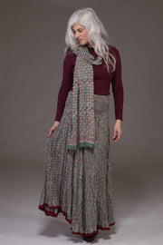 Asman Skirt Hand Block Printed in Sustainable Moss Crepe