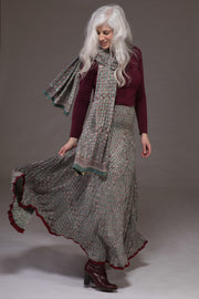 Asman Skirt Hand Block Printed in Sustainable Moss Crepe