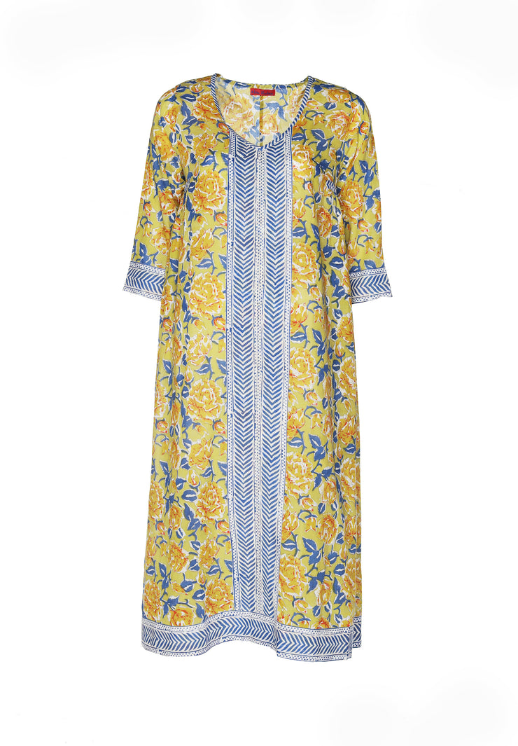 Jali Kaftan Hand Block Printed Pure Cotton - Last One Left in size M
