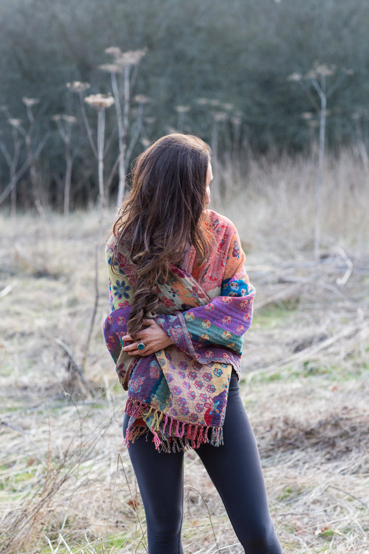 Merino Wool Shawl Butterfly Field