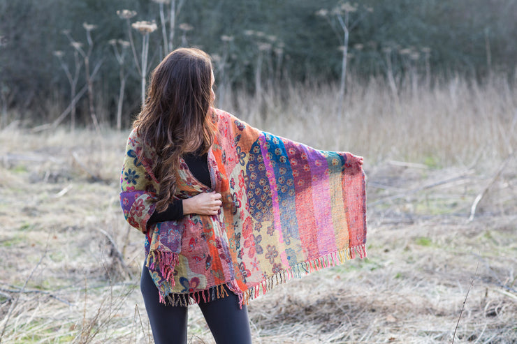 Merino Wool Shawl Butterfly Field