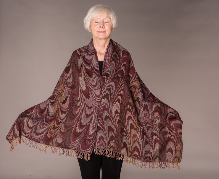 Merino Wool Shaw Earth Feathers