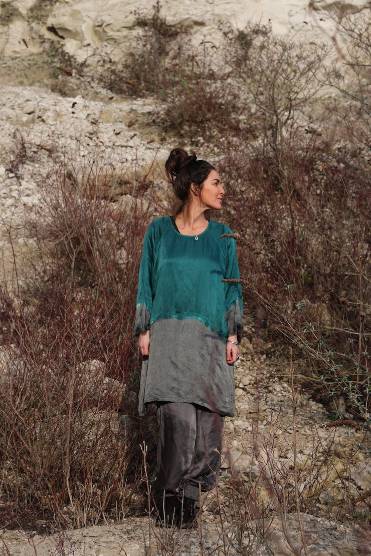 Roshan Dress Ombre Dye in Bamboo Linen Only S/M Left £139 - Now £59!