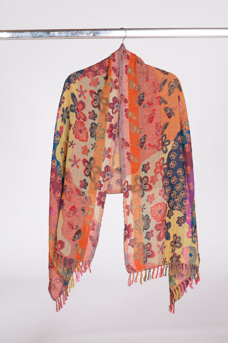 Merino Wool Shawl Butterfly Field