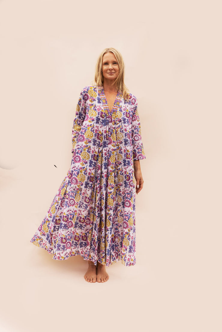 New Nalada Dress With Sleeve Hand Block Printed In Pure Cotton SS2025