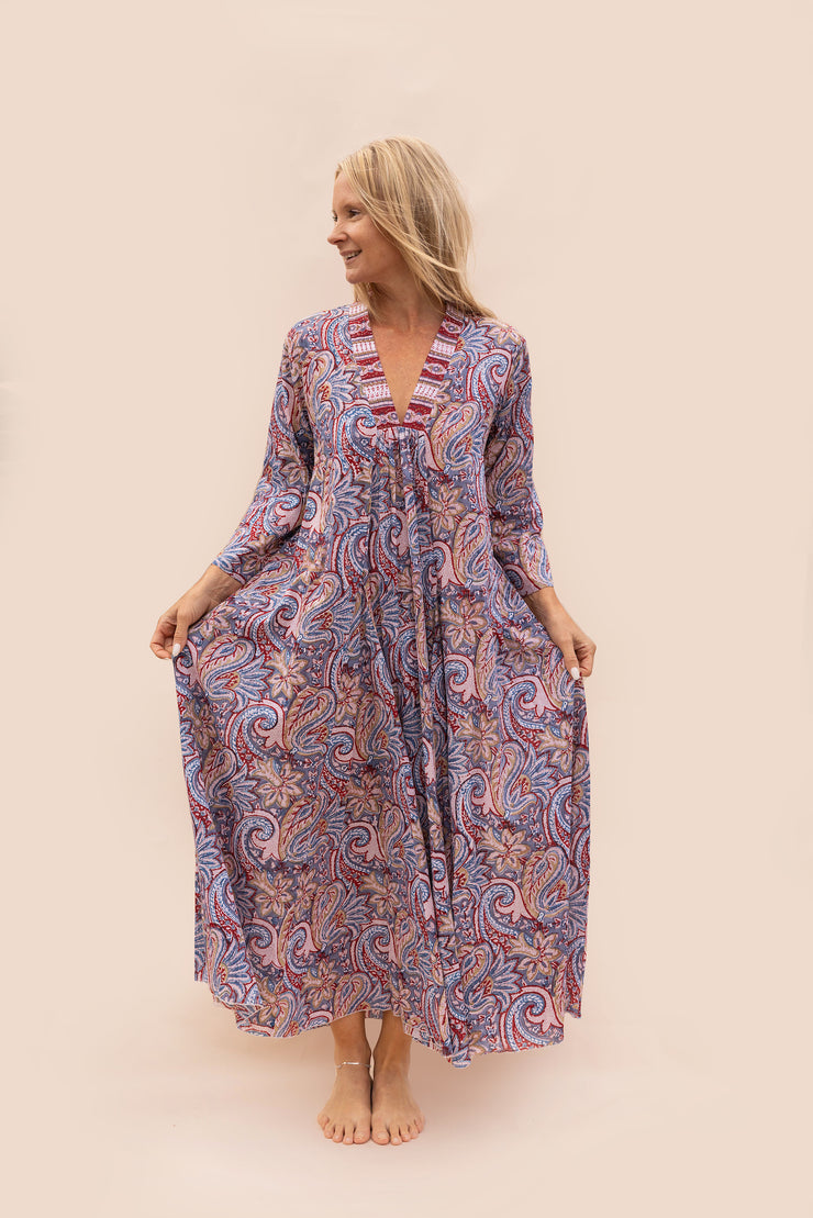 New Nalada Dress With Sleeve Hand Block Printed In Pure Cotton SS2025
