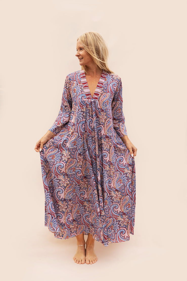 New Nalada Dress With Sleeve Hand Block Printed In Pure Cotton SS2025