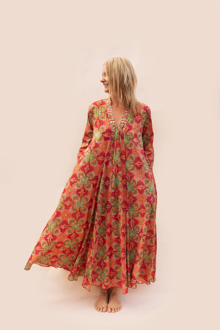 New Nalada Dress With Sleeve Hand Block Printed In Pure Cotton SS2025