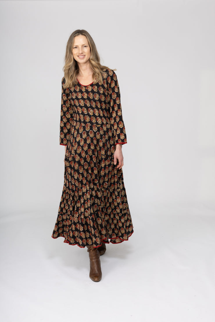 Dewani Dress in Hand Block Printed Brushed Cotton AW2025