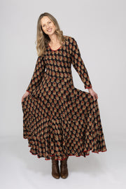 Dewani Dress in Hand Block Printed Brushed Cotton AW2025