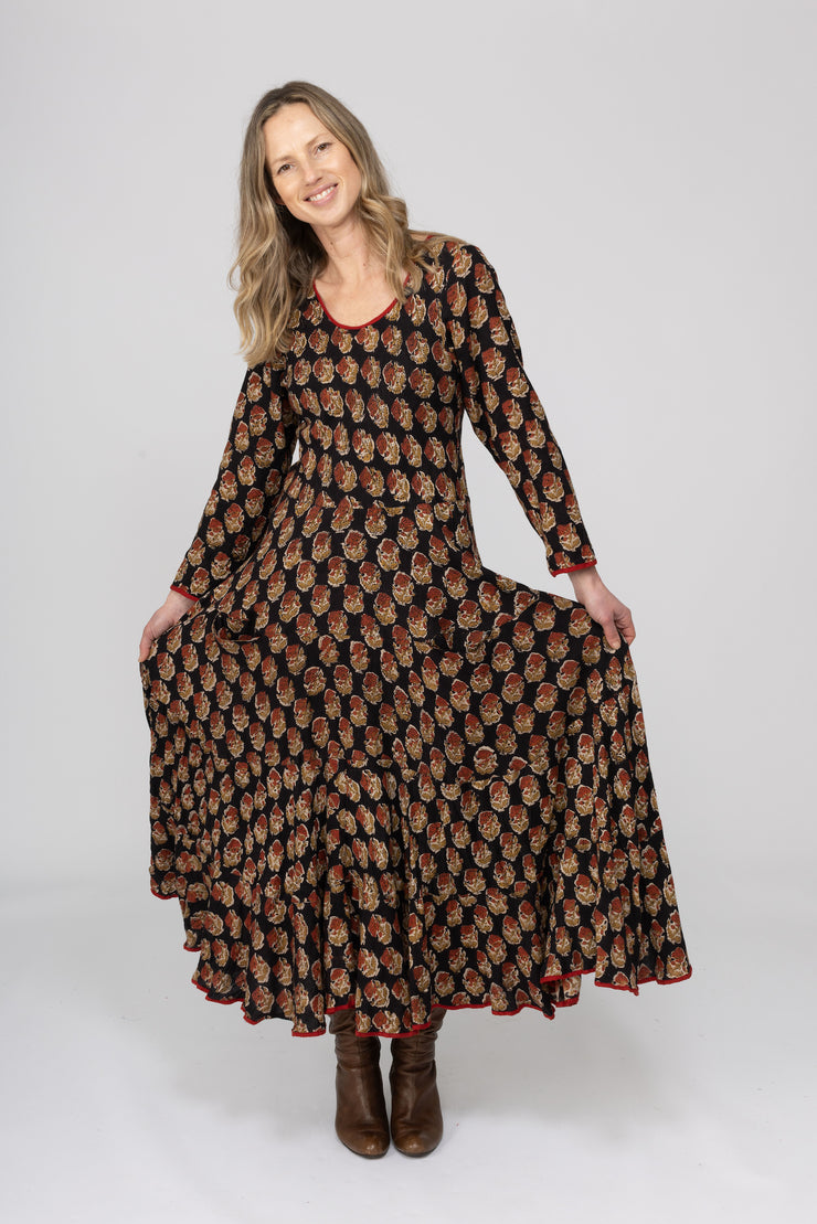 Dewani Dress in Hand Block Printed Brushed Cotton AW2025