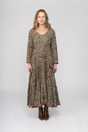 New Dewani Dress in Hand Block Printed Brushed Cotton AW2025 Only S/M Left