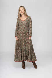 New Dewani Dress in Hand Block Printed Brushed Cotton AW2025 Only S/M Left