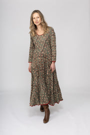 New Dewani Dress in Hand Block Printed Brushed Cotton AW2025 Only S/M Left