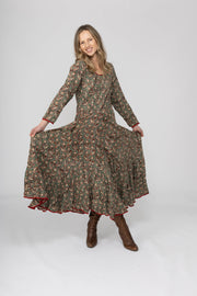New Dewani Dress in Hand Block Printed Brushed Cotton AW2025 Only S/M Left