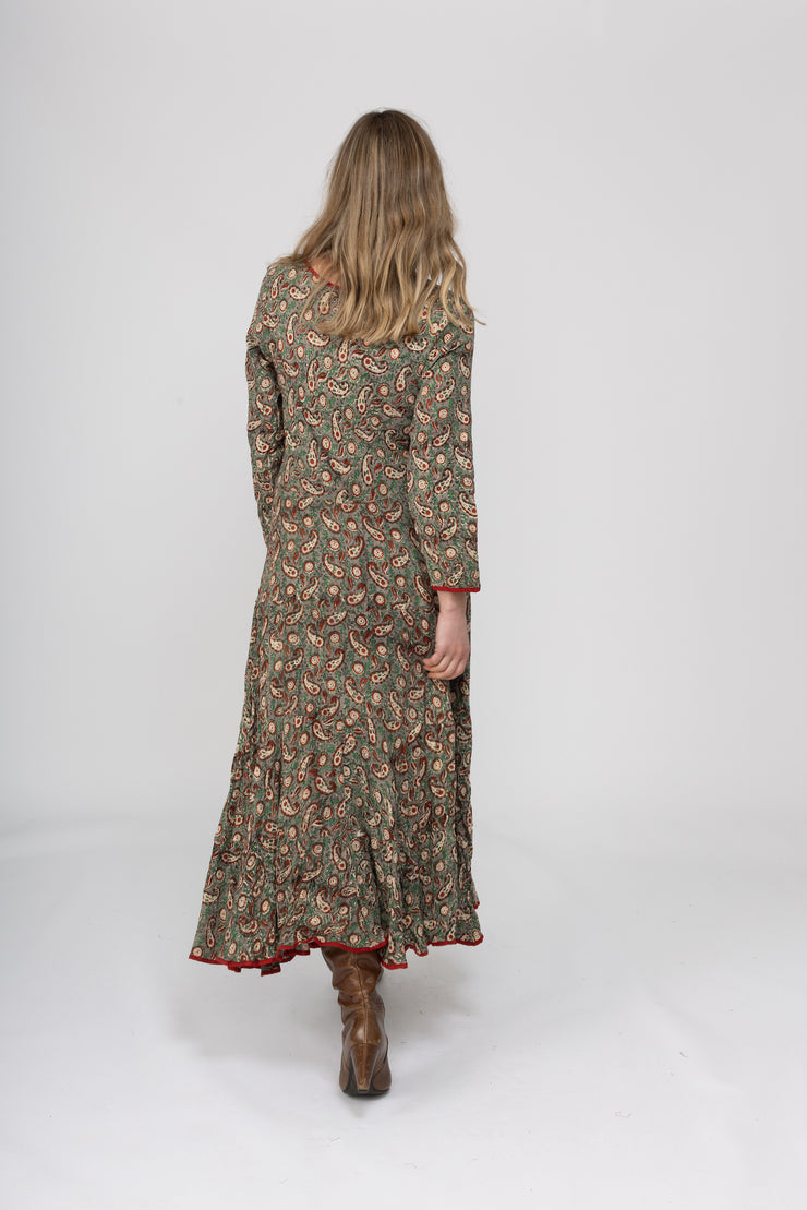 New Dewani Dress in Hand Block Printed Brushed Cotton AW2025 Only S/M Left
