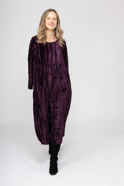 New Bobby Ji Dress in Crushed Velvet  AW2025 - 1 Aubergine Size 16-18 L/XL Left!