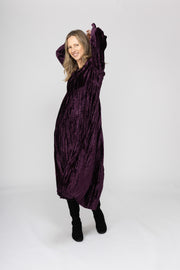New Bobby Ji Dress in Crushed Velvet  AW2025 - 1 Aubergine Size 16-18 L/XL Left!