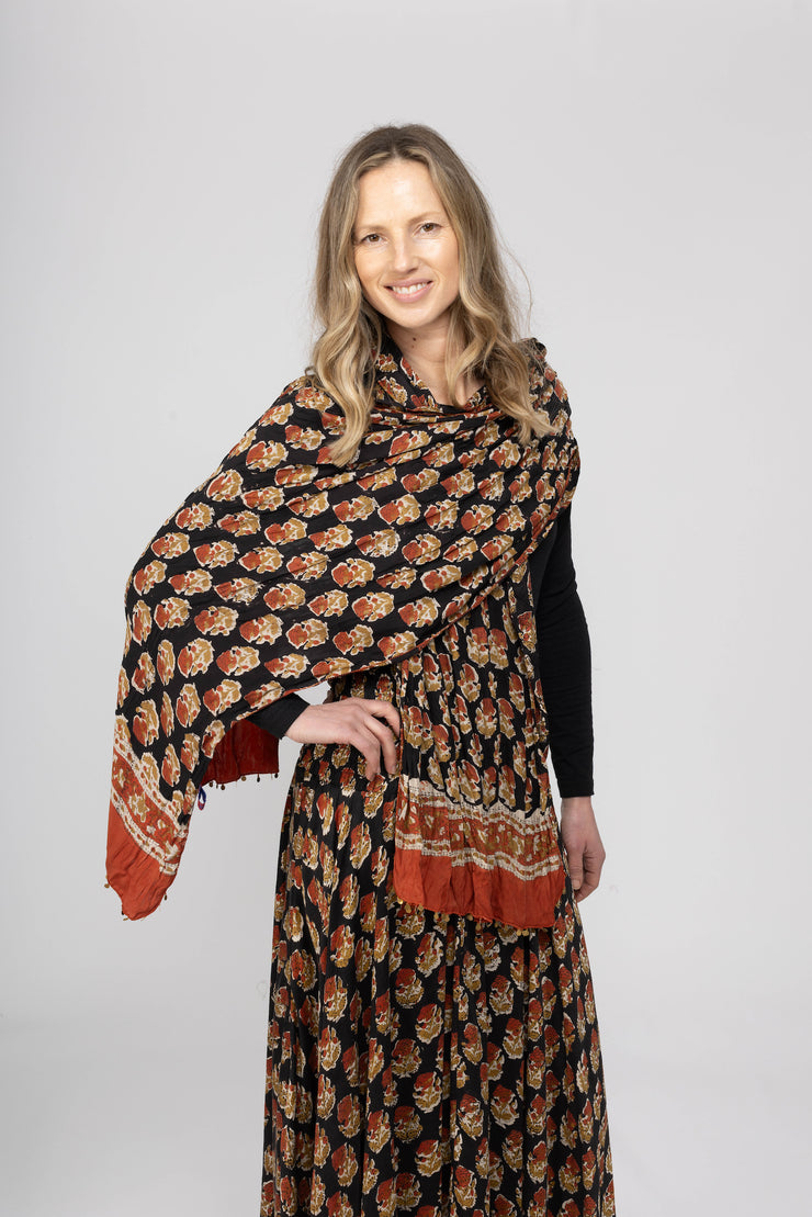 New Hand Block Printed Bamboo Scarves AW2025