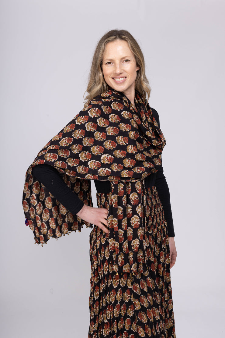 New Hand Block Printed Pure Brushed Cotton Scarves AW2025