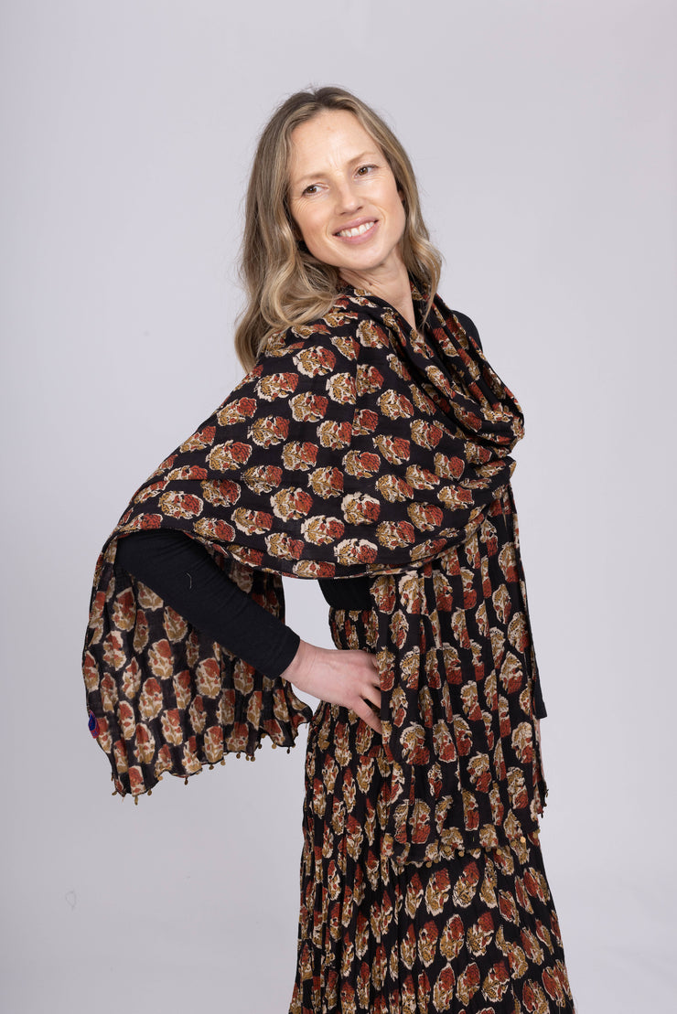 New Hand Block Printed Pure Brushed Cotton Scarves AW2025