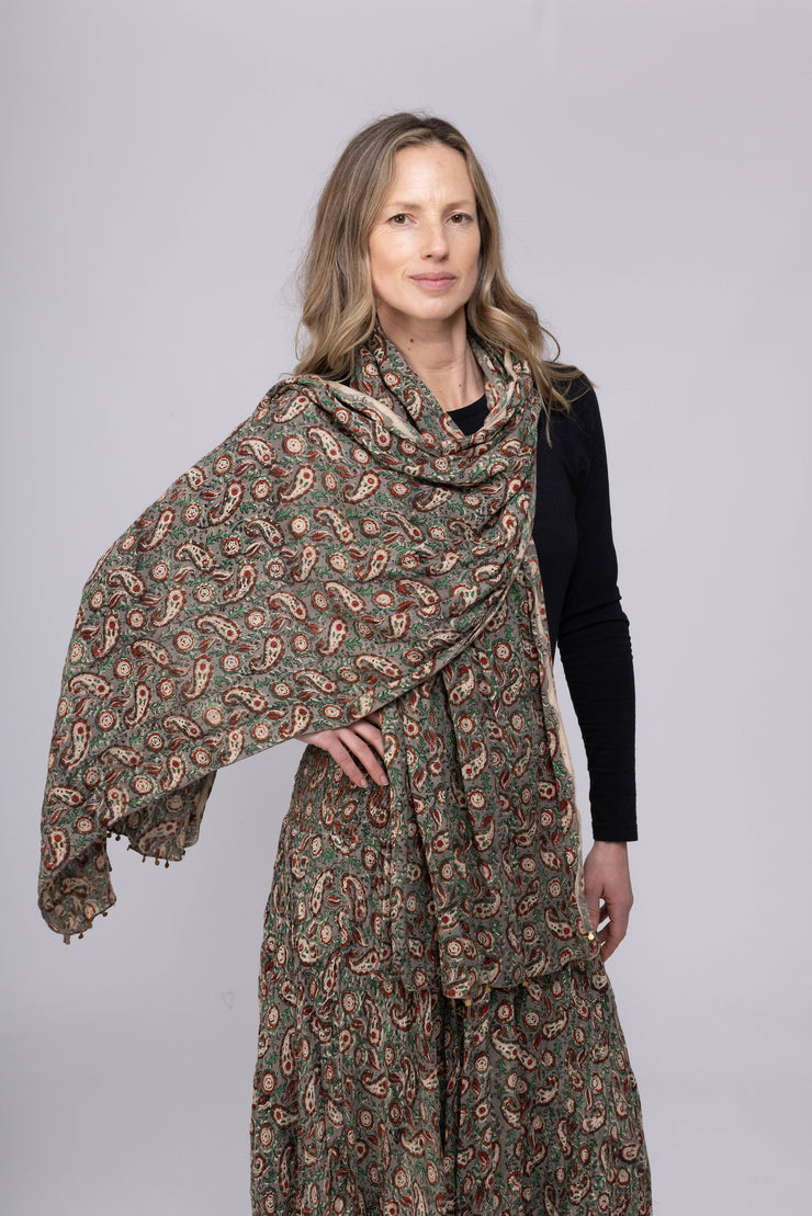 New Hand Block Printed Pure Brushed Cotton Scarves AW2025