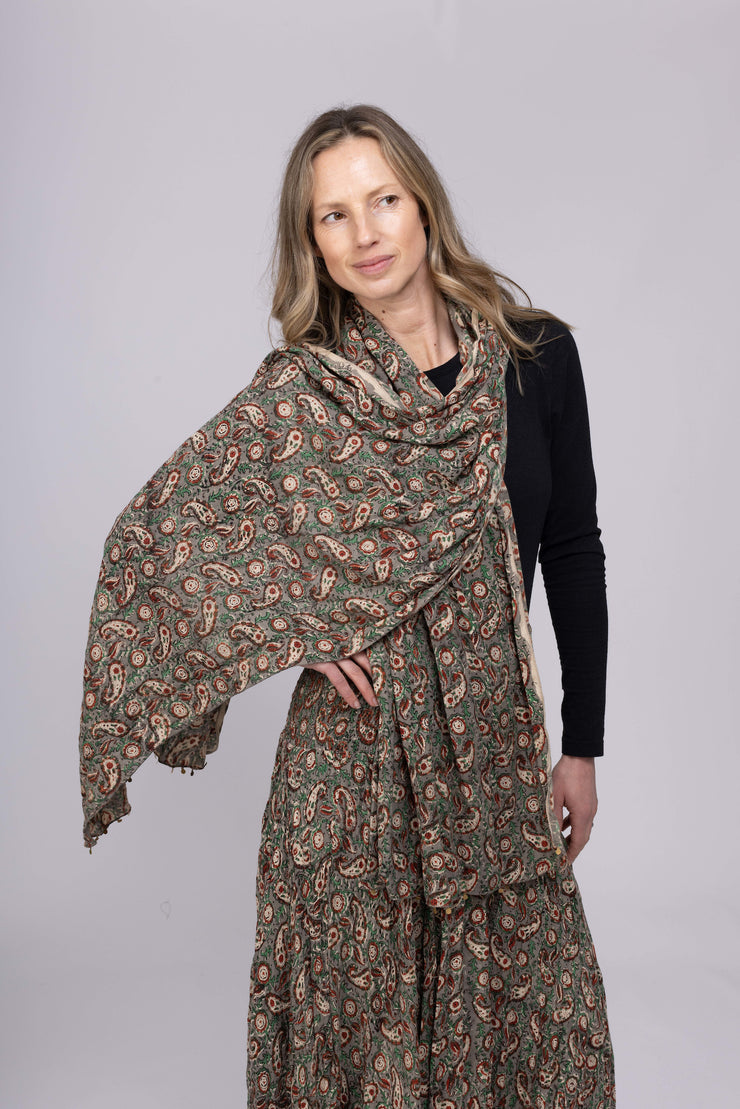 New Hand Block Printed Pure Brushed Cotton Scarves AW2025