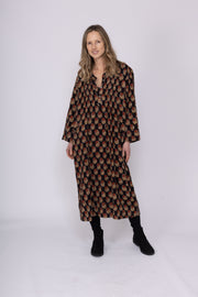 New Millie Dress Hand Block Printed In Brushed Cotton - AW2025 Only M Left