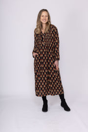 New Millie Dress Hand Block Printed In Brushed Cotton - AW2025 Only M Left