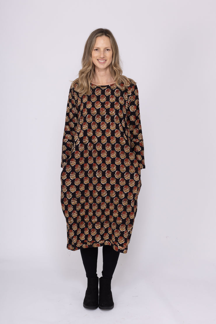 New Farah Dress Hand Block Printed Jersey  - AW2025 Only S/M Left