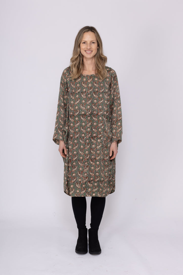 New Roshan Dress Hand Block Printed Bamboo Silk AW2025