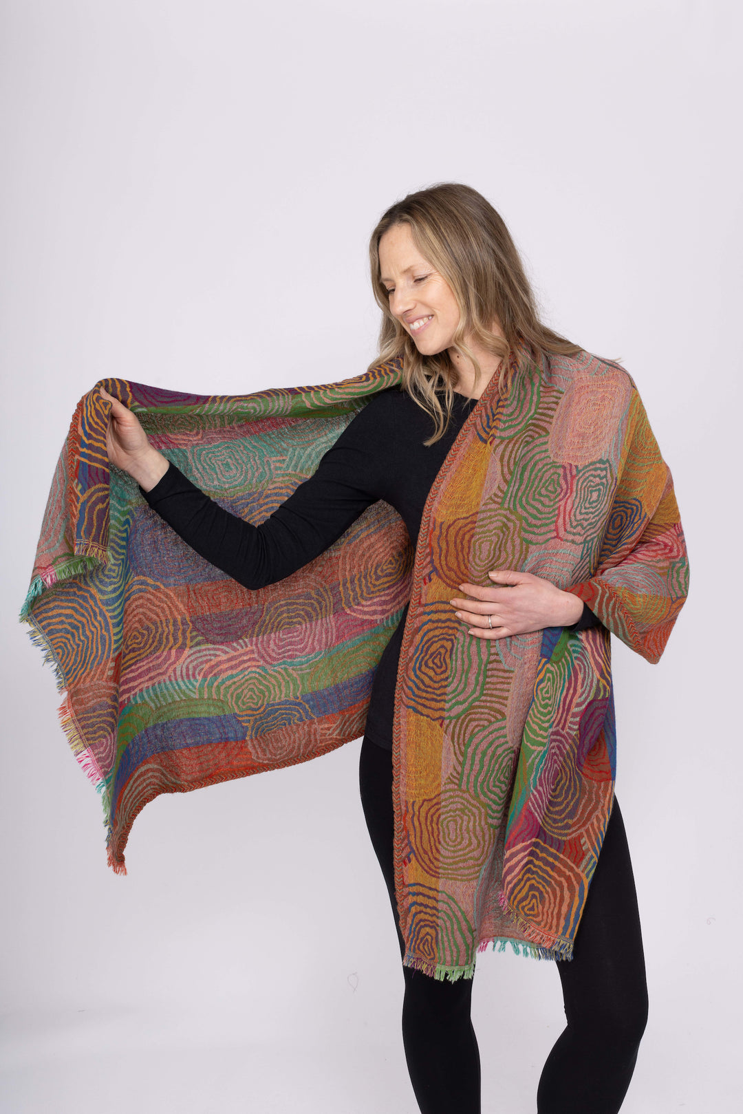 Swirl Design Jacquard Merino Wool Shawl Swirl Design Jacquard Merino Wool Shawl