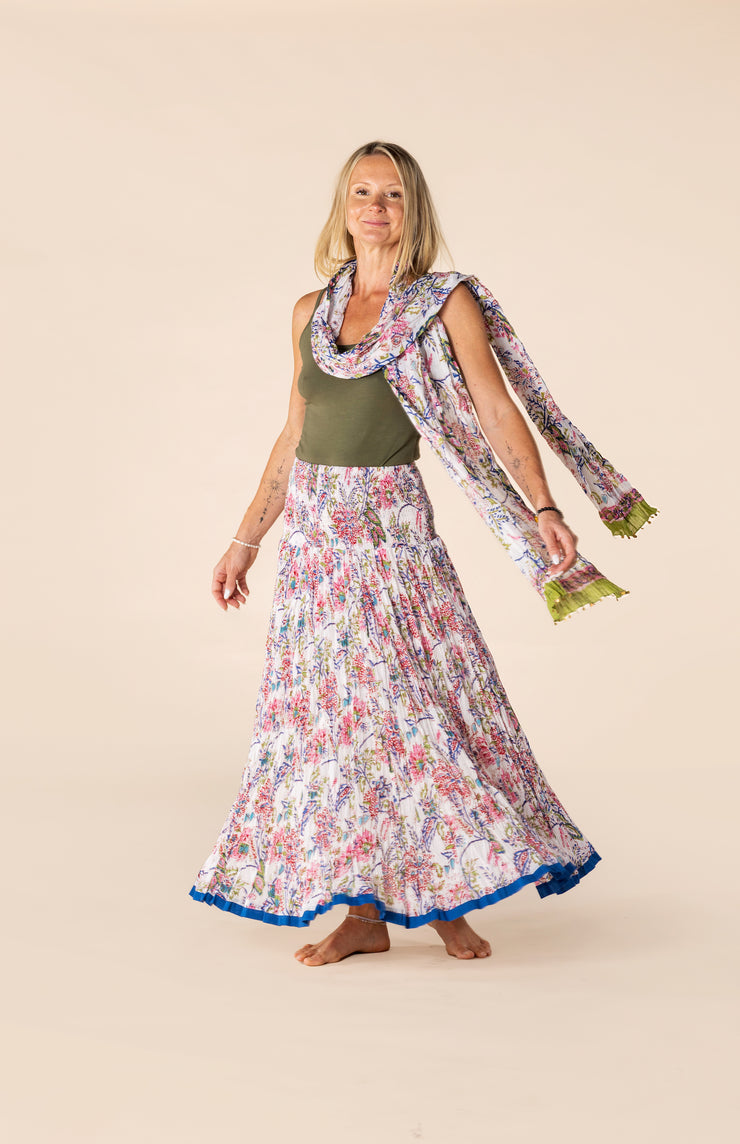 New 50 Panel Skirt in Pure Hand Block Printed Cotton SS2025