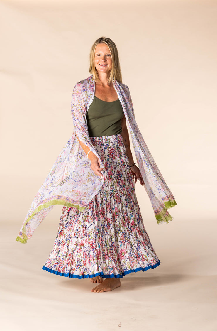 New 50 Panel Skirt in Pure Hand Block Printed Cotton SS2025
