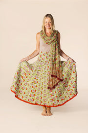 New 50 Panel Skirt in Pure Hand Block Printed Cotton SS2025